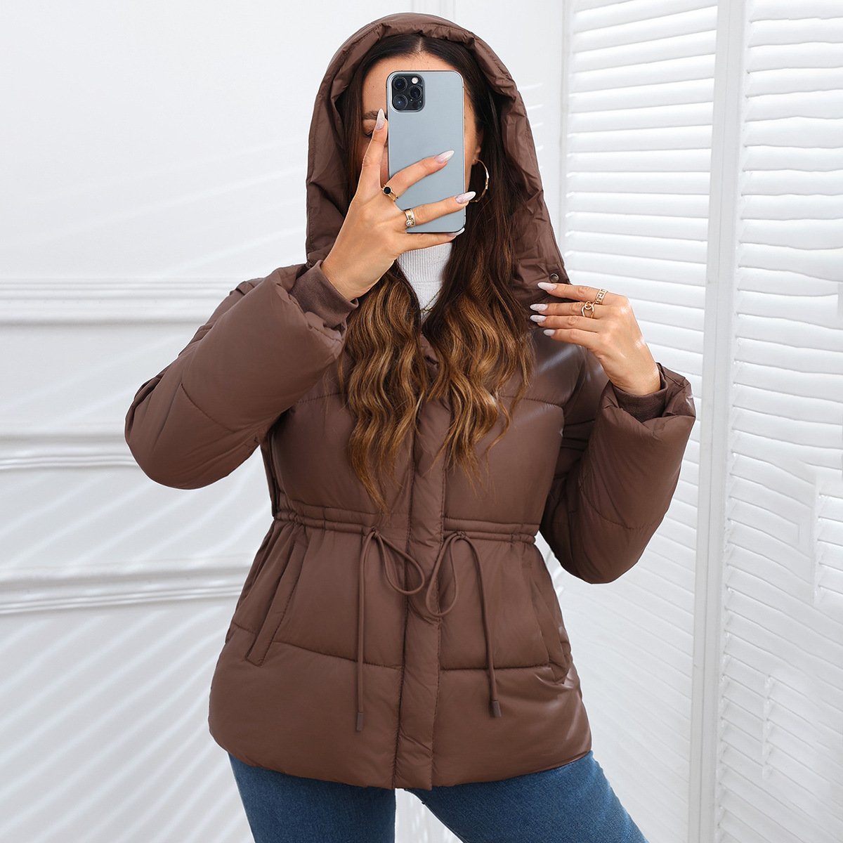 Women Puffer Coat Cotton-padded Jacket Cotton-padded - Image 6
