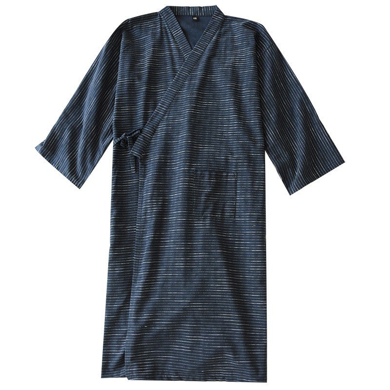Summer Jacquard Gauze Cotton Kimono Thin Home Bathrobe Simple - Image 5