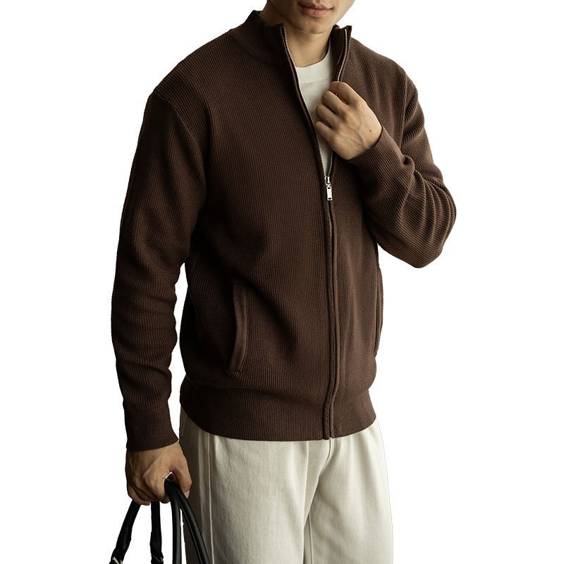Men's Breathable Zipper Casual Stand Collar Sweater - Image 3