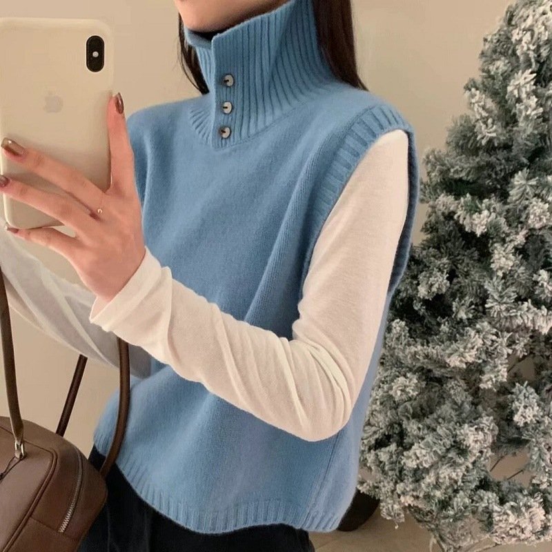 Versatile Artistic Mesh Sleeveless Knitted Vest - Image 7