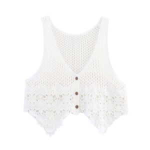 Retro Crocheted Hollow Outer Wear Women's Knitted Vest