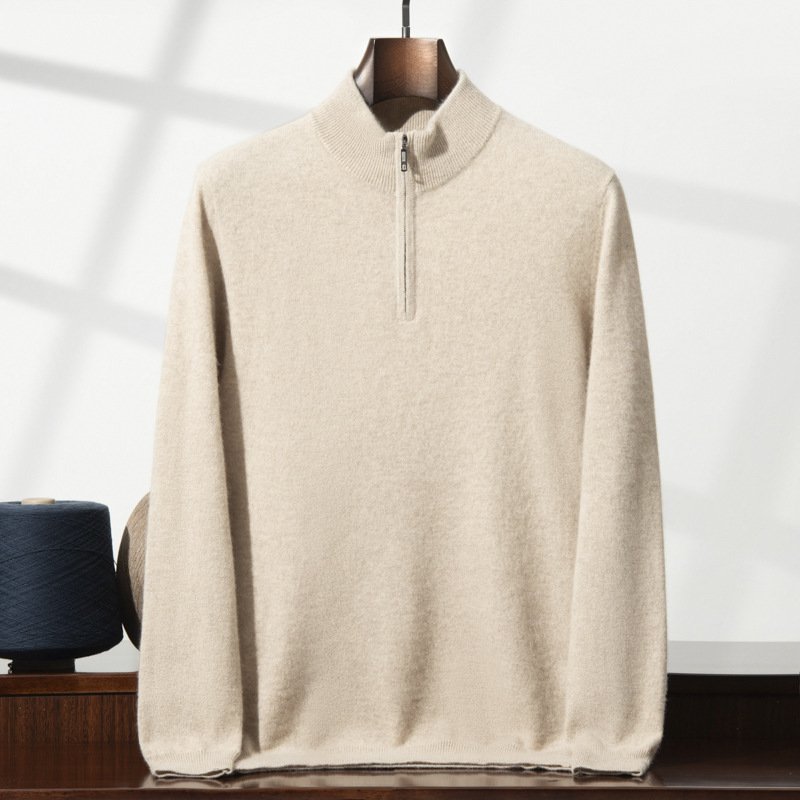Men's Cashmere Sweater Zip-up Turtleneck Young And Middle-aged - Image 6