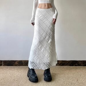 French Elegant Lace Jacquard Twill Skirt