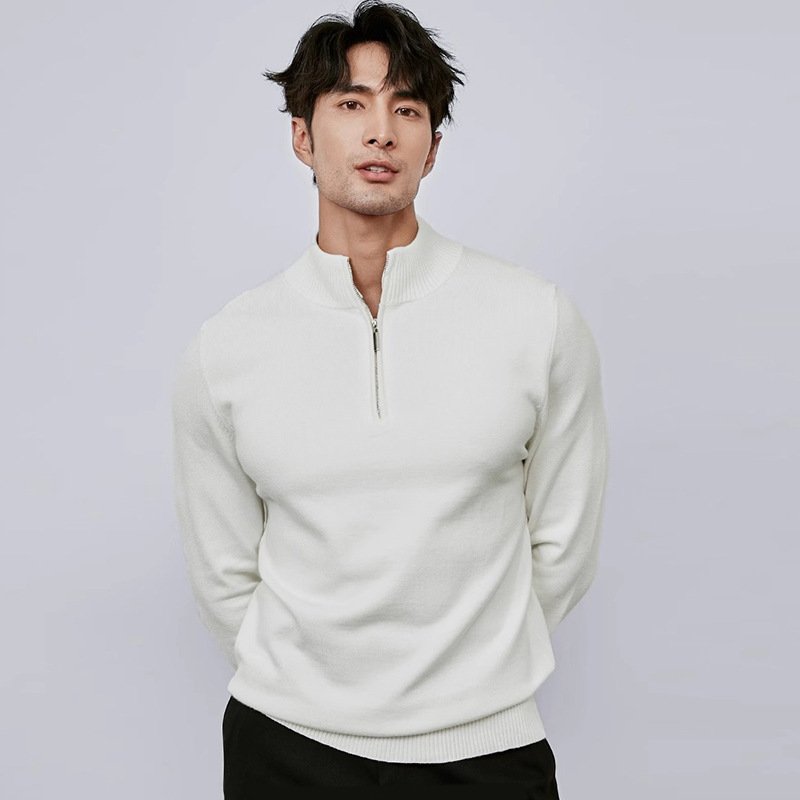 Men's Half Zipper Pullover Long Sleeve Sweater - Image 7