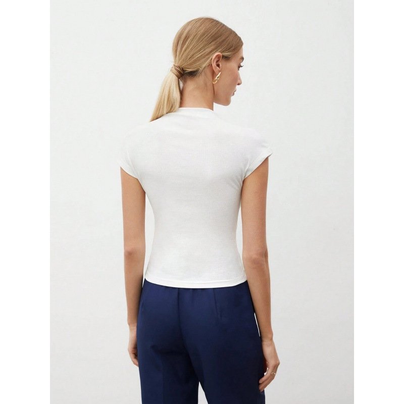 Women's Slim Fit Fashionable All-match Pure Color Tight Half Sleeve - Image 4