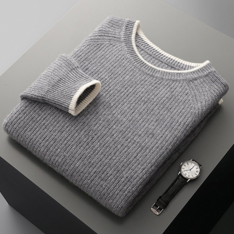 New Round Neck Double-strand Thickened Sweater For Men - Image 2