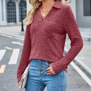 Women's Temperament Long Sleeve Solid Color Top