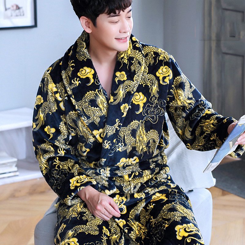 Winter Bathrobe Coral Fleece Couple Pajamas - Image 9