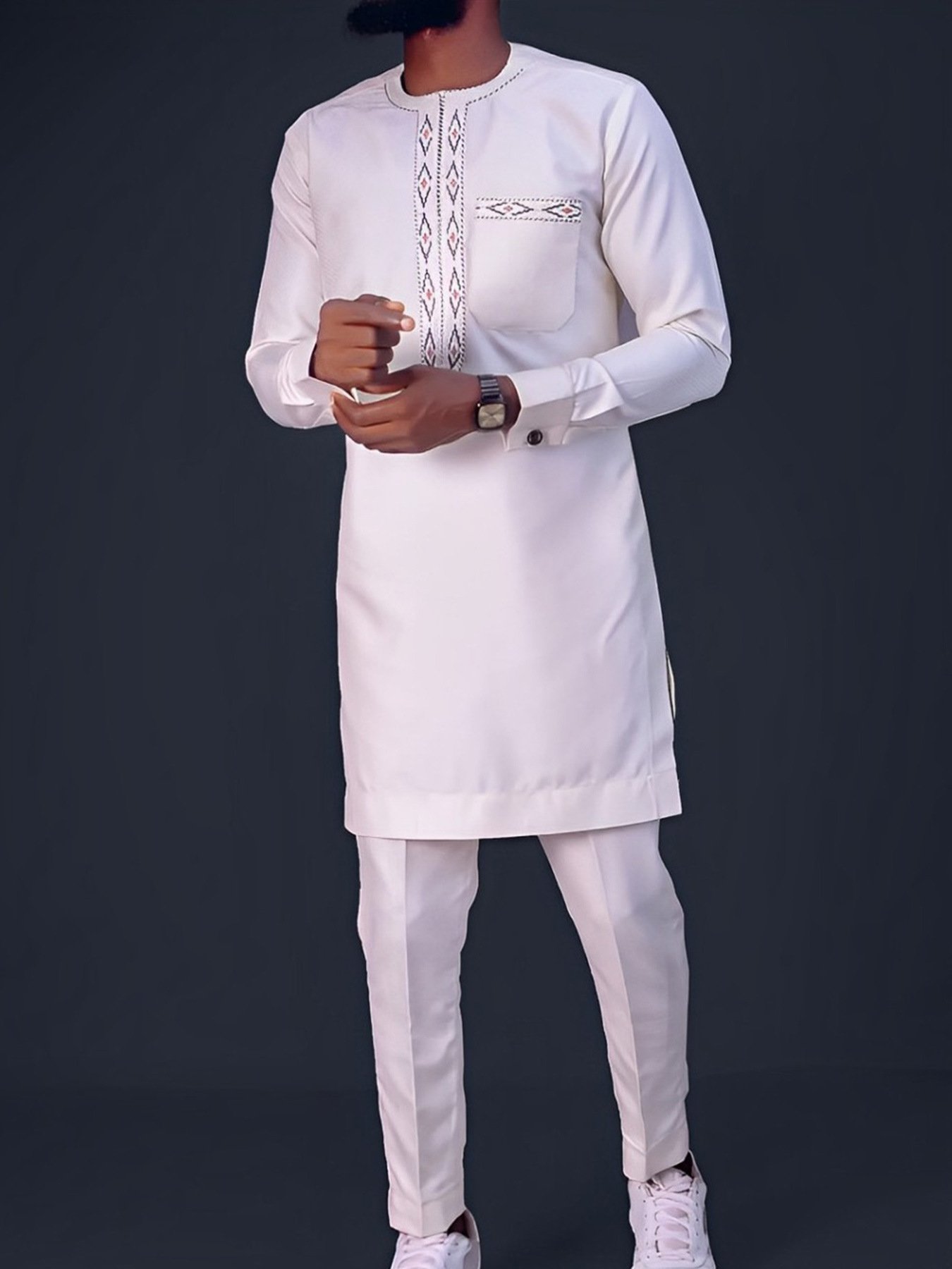 African Men's Ethnic Suit High Quality Embroidery - Image 3