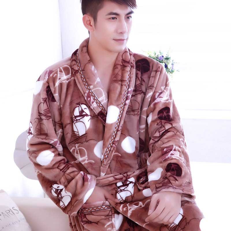 Winter Bathrobe Coral Fleece Couple Pajamas - Image 3