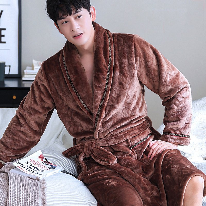 Winter Bathrobe Coral Fleece Couple Pajamas - Image 8