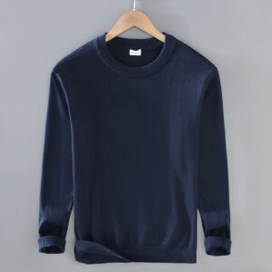 Men's Top Pullover Inner Stretch Rib Round-neck Sweater