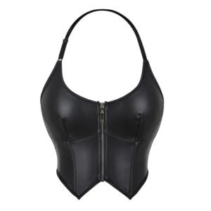 Leather Halter Zipper Women's Tube Top Chest Support Body Shaping Top