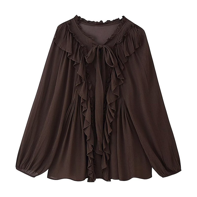 Women's Loose Laminated Decoration Drape Shirt - Image 6