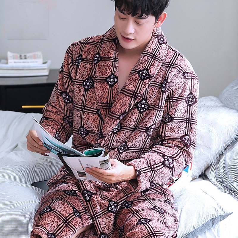 Winter Bathrobe Coral Fleece Couple Pajamas - Image 2