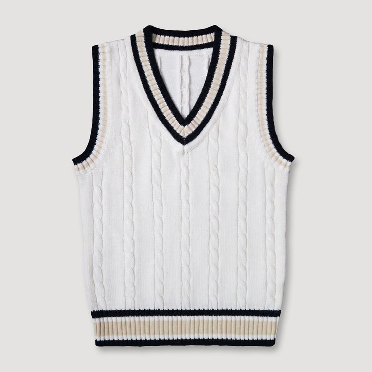 Thick V-neck Pullover Woolen Student Sleeveless School Uniform Sweater Vest - Image 6