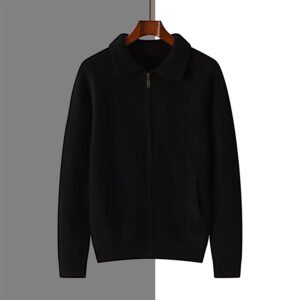 Lapel Thickened Zipper Cashmere Sweater Coat