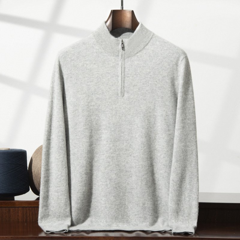 Men's Cashmere Sweater Zip-up Turtleneck Young And Middle-aged - Image 10