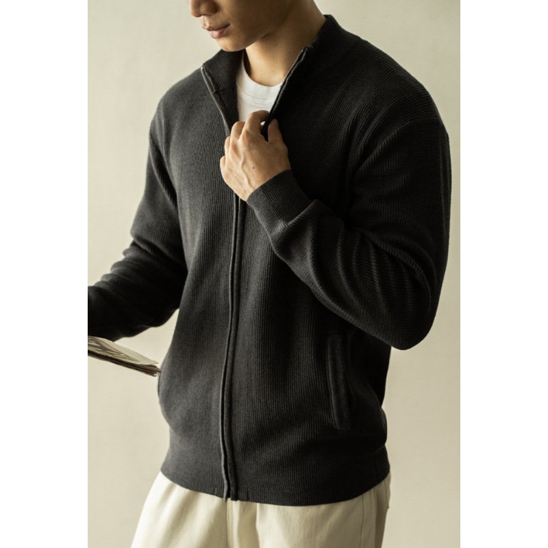 Men's Breathable Zipper Casual Stand Collar Sweater - Image 7