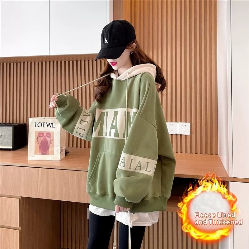 Thickened Assorted Colors Letter Hooded Sweater - Image 2