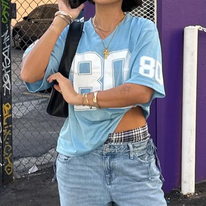 Street Tide Brand Digital Printing Loose V-neck Short Sleeve - Image 3