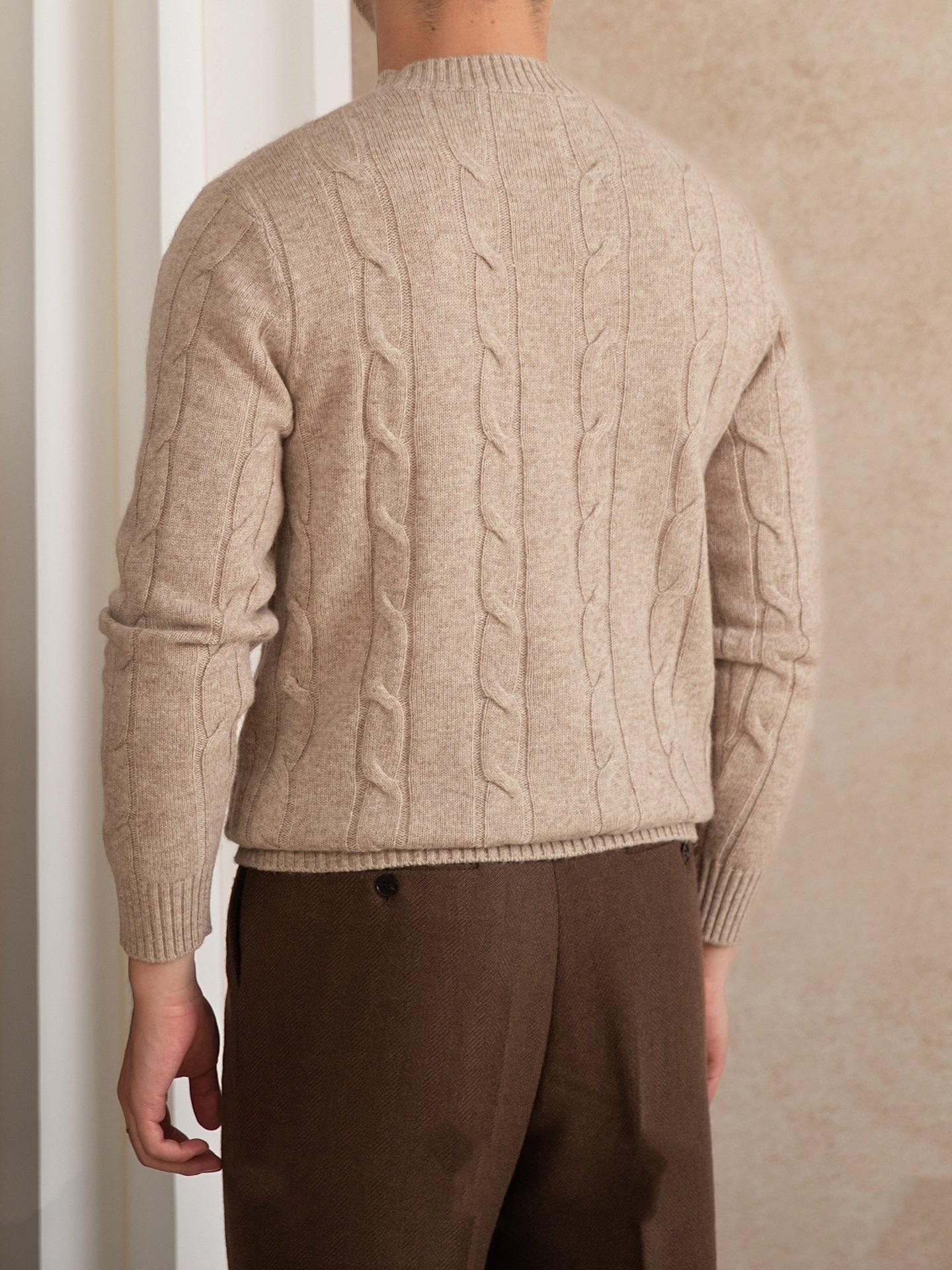 Wool Knitted Twisted Round Neck Pullover Long Sleeve Sweater - Image 6
