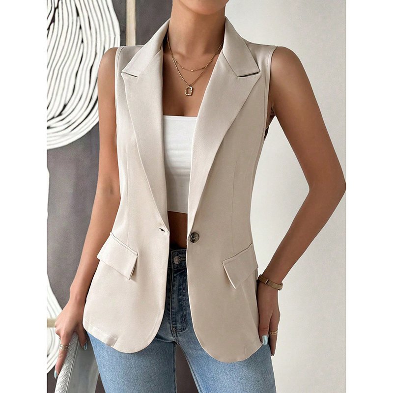 Women's Sleeveless Vest Blazer Casual Open Front Work Office Tops Jacket - Image 3