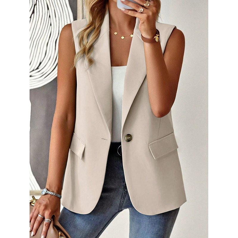 Women's Sleeveless Vest Blazer Casual Open Front Work Office Tops Jacket - Image 4