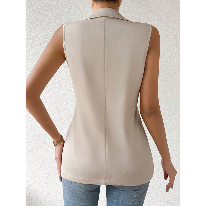 Women's Sleeveless Vest Blazer Casual Open Front Work Office Tops Jacket - Image 5