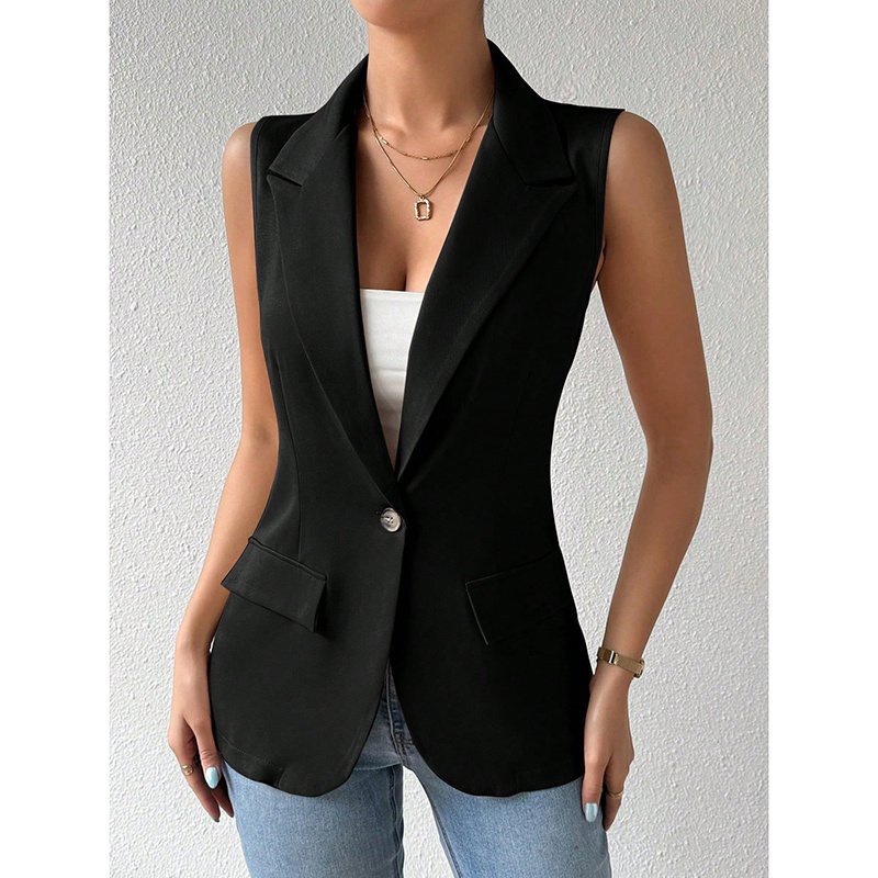 Women's Sleeveless Vest Blazer Casual Open Front Work Office Tops Jacket - Image 6