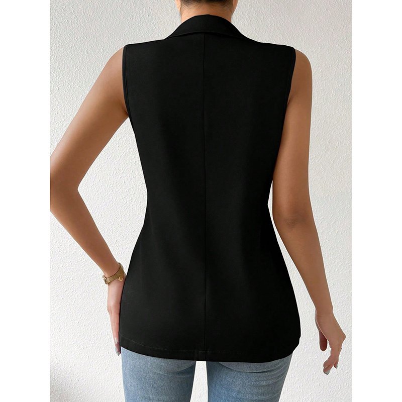 Women's Sleeveless Vest Blazer Casual Open Front Work Office Tops Jacket - Image 10