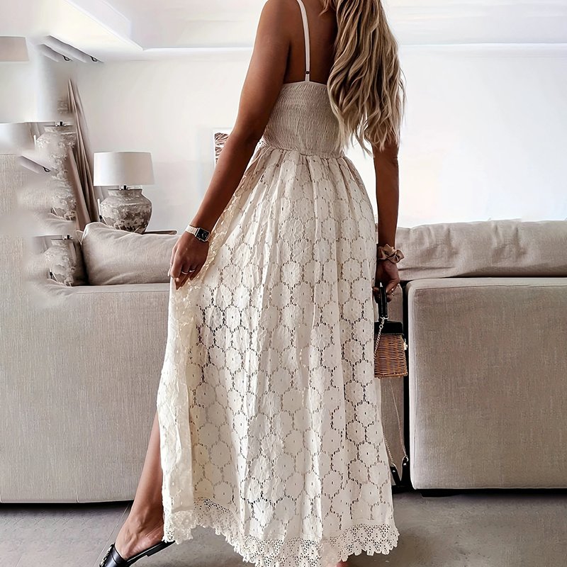 Women's Summer Elegant Lace Jumpsuit - V-Neck Sleeveless Romper With Intricate Detailing - Image 5