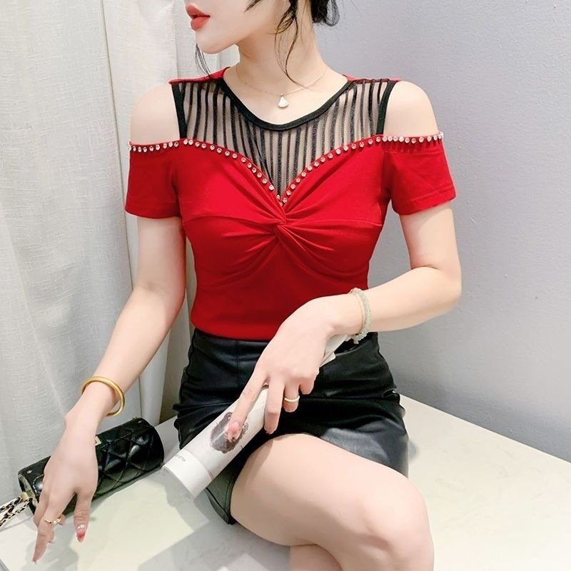 Fashion Hot Girl Sexy Off-shoulder T-shirt Women's Summer - Image 3