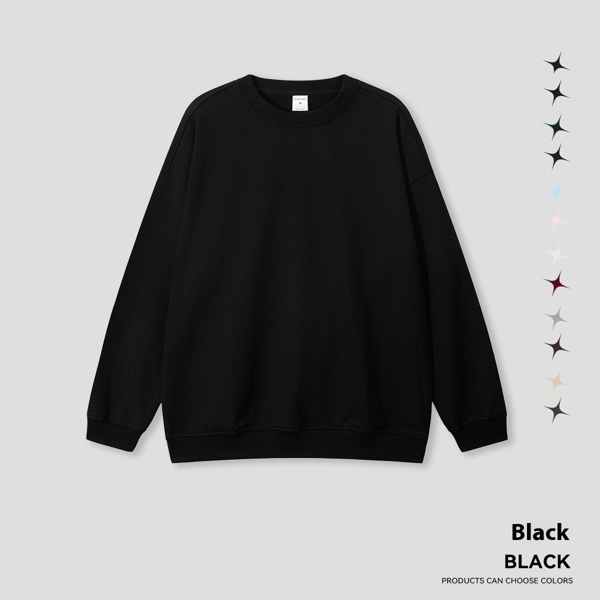 Round Neck Solid Color Hoodie Street Fashion Loose