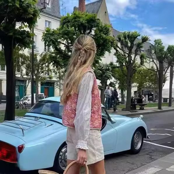 Autumn Small Floral Double-sided Wear Cotton Vest - Image 3