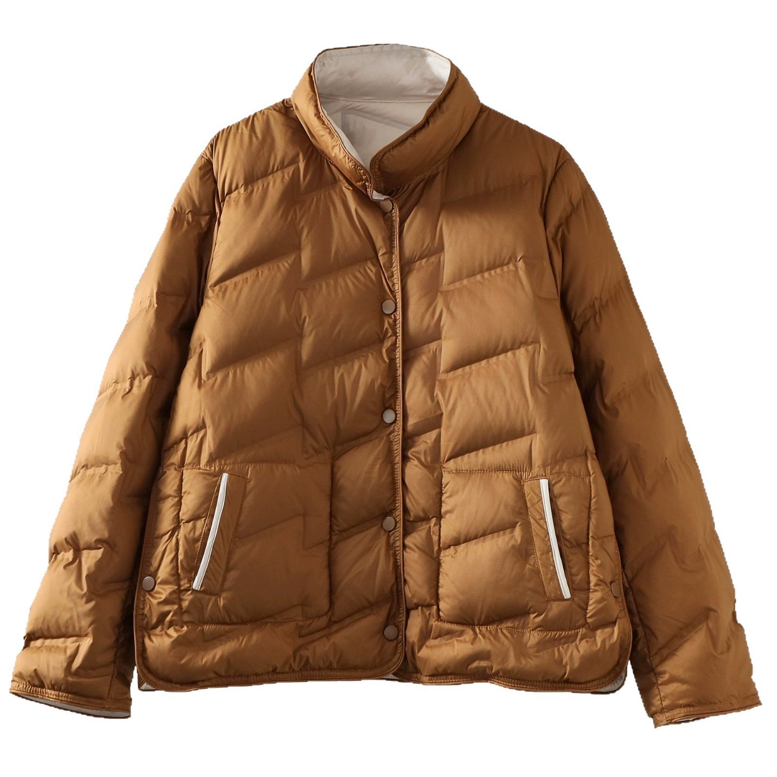 Double-sided Wear Down Jacket Women's Short Light & Fashionable Solid Color Loose White Duck Down Warm Coat - Image 5