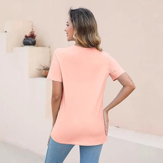 European And American Style Women Round Neck Loose Fashion Casual Short Sleeve - Image 3