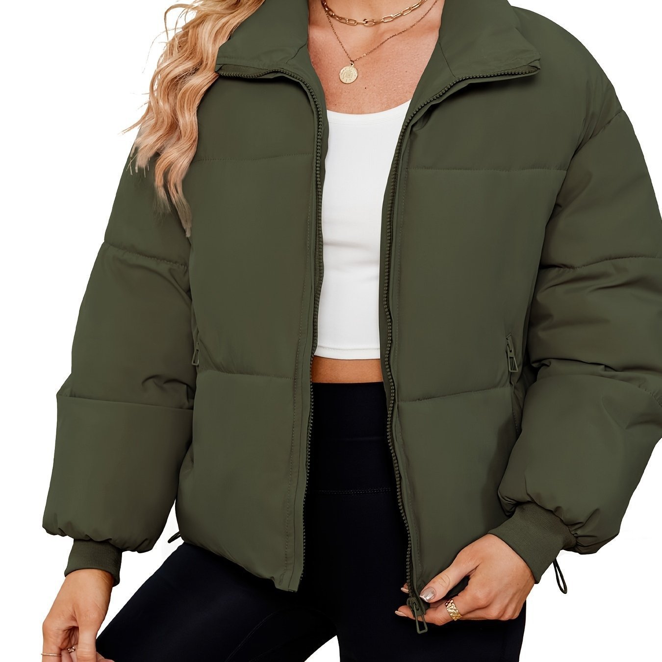 Women's Lightweight Quilted Down Jacket Casual Long Sleeve - Image 5