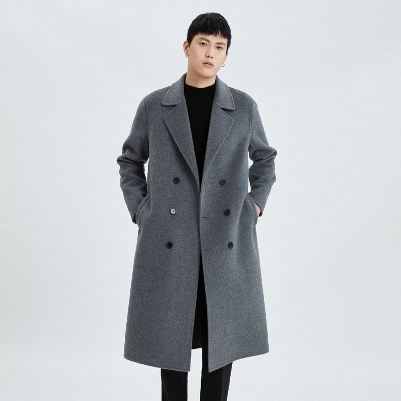 Autumn And Winter Long Over The Knee Reversible Cashmere Coat Men - Image 2