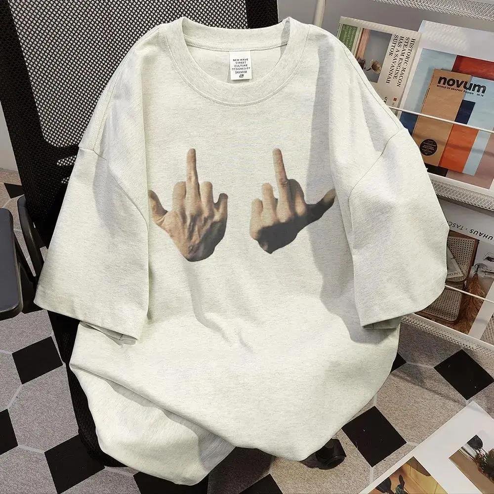 Pure Cotton National Fashion Friendly Gesture Printing Summer Short Sleeve