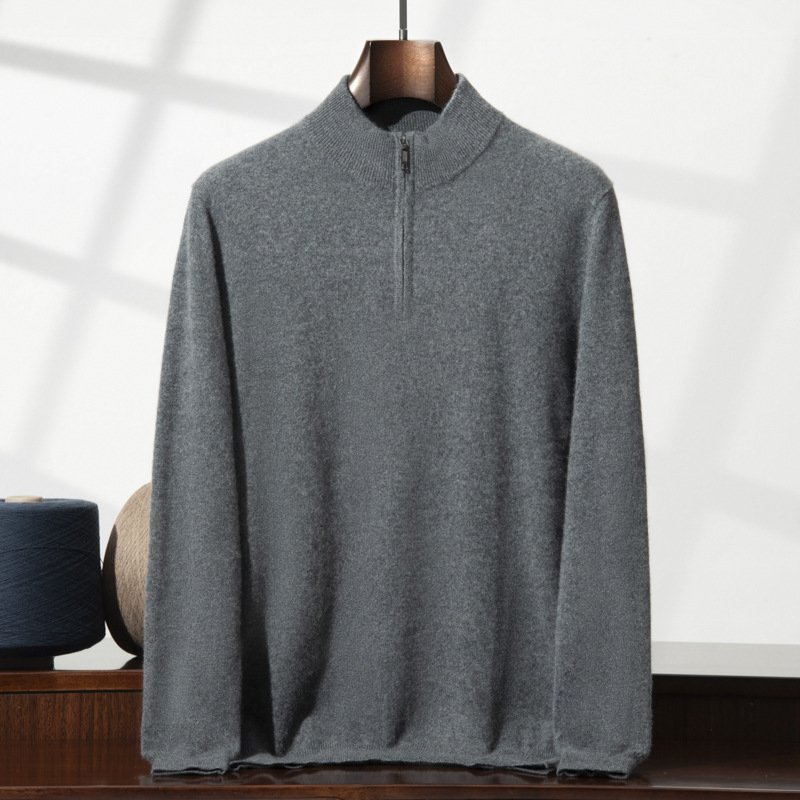 Men's Cashmere Sweater Zip-up Turtleneck Young And Middle-aged - Image 7