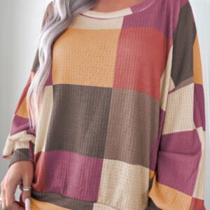 Printed Texture Knitted Long Sleeve Loose Top