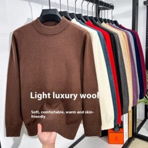 Men's Knitwear Solid Color Long Sleeve Half Turtleneck