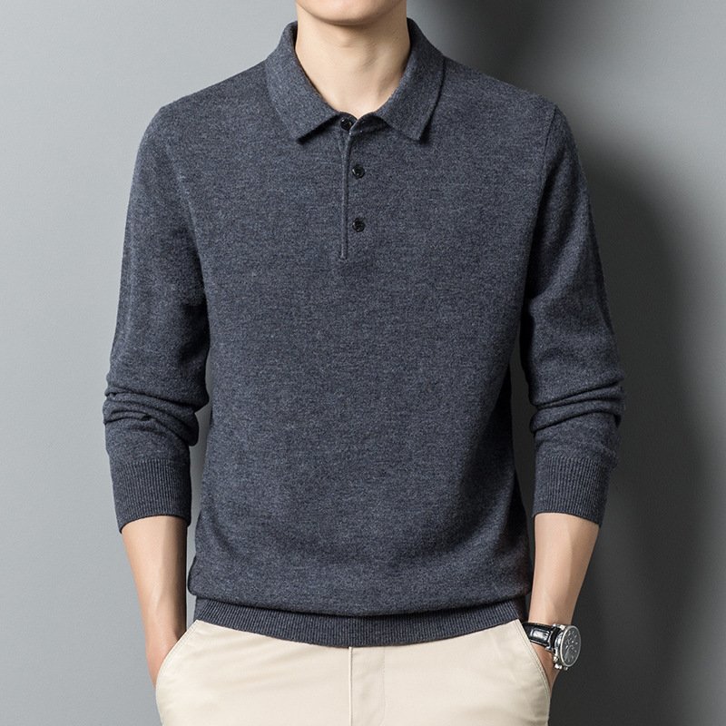 Fall Casual Polo Collar Long-sleeved Sweater - Image 9