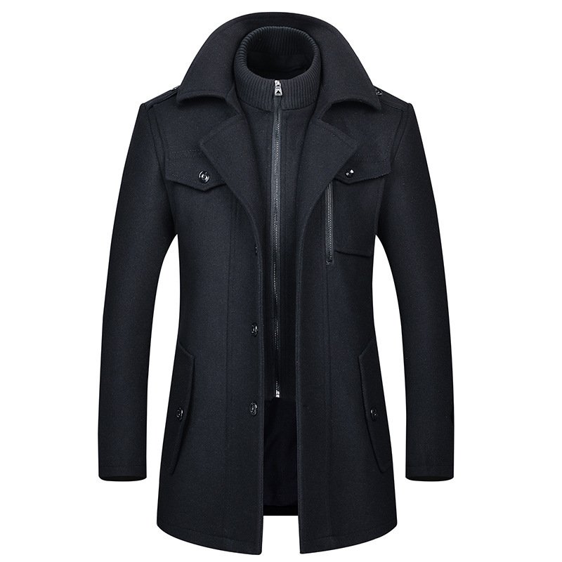 Men's Woolen Coat Fashion Double Collar Cold-resistant - Image 3