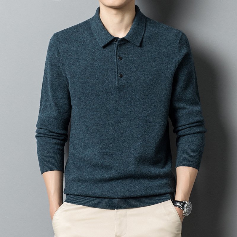 Fall Casual Polo Collar Long-sleeved Sweater - Image 7