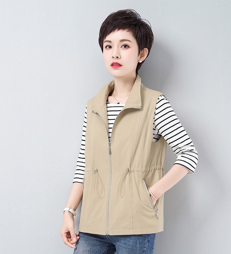 Women's Short Spring And Autumn Casual Fashion Waist-controlled Vest Cardigan - Image 5