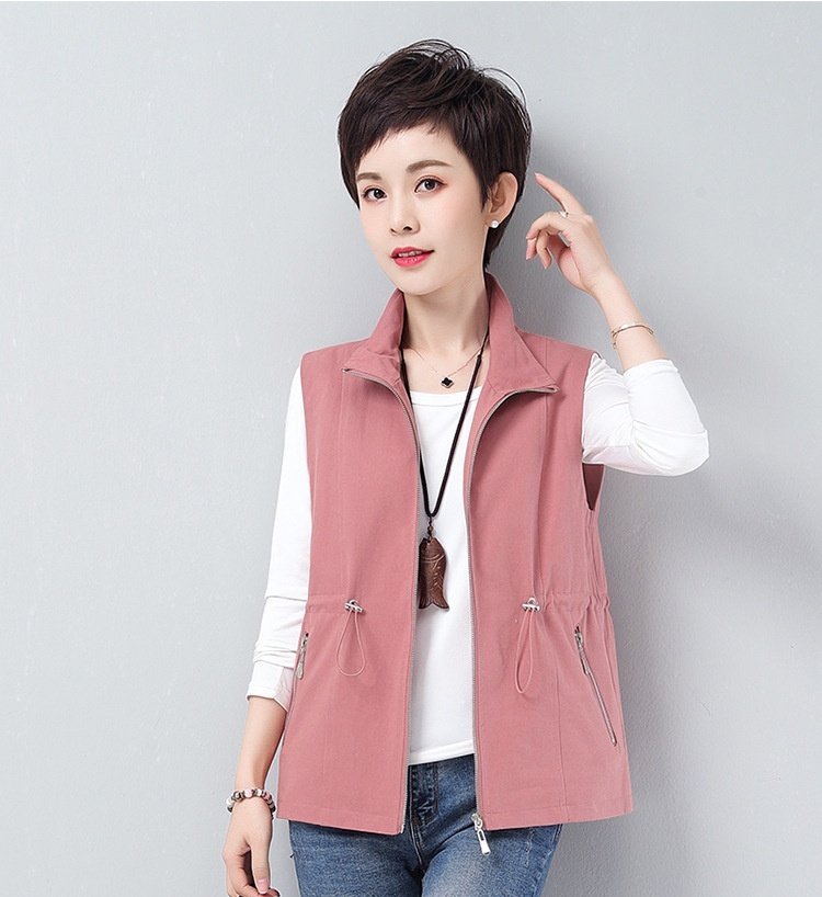 Women's Short Spring And Autumn Casual Fashion Waist-controlled Vest Cardigan - Image 4