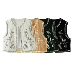 Velvet Beads Decoration Embroidered Women's Coat