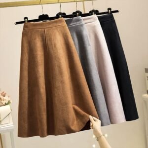 High Waist Slimming Mid-length Retro A- Line Large Hem Umbrella Skirt